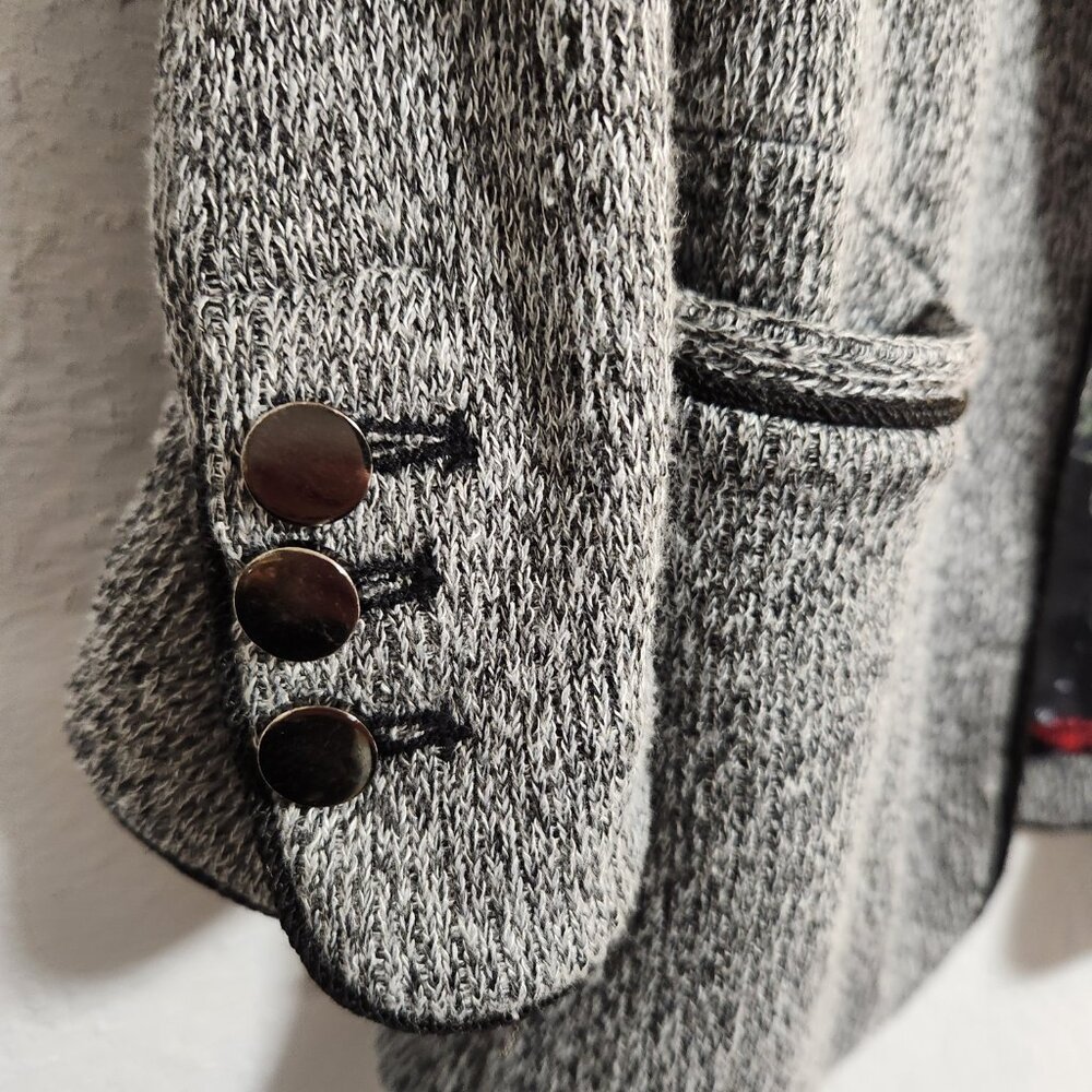 Skies Are Blue Alanna Textured Knit Blazer Heather Grey Black Floral Lining Medi - Picture 3 of 11